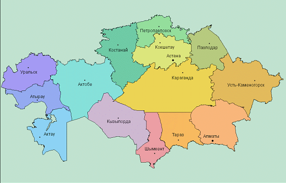 Карта Казахастана
